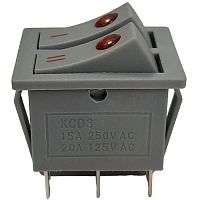 картинка Переключатель двухклавишный KCD3/KCD4 (272(1)) с подсветкой 15A 250VAC для масляного обогревателя от магазина Интерком-НН