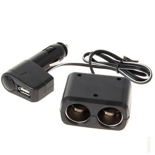 картинка Разветвитель в авто на 2 устройства с USB со шнуром 1000mA WF-0097A Eltronic от магазина Интерком-НН