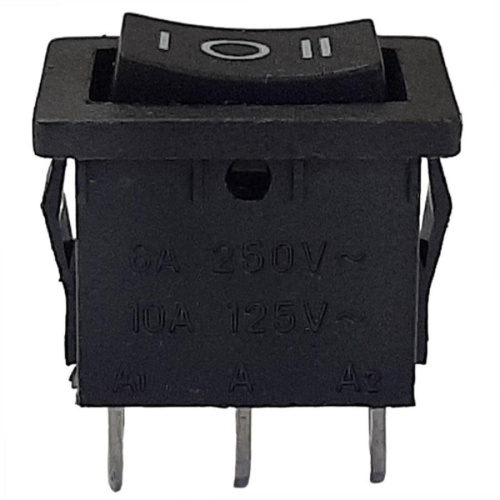 картинка Переключатель клавишный 223(17) черный без подсветки ON-OFF-ON 6A 250VAC от магазина Интерком-НН