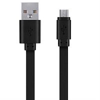 картинка Smartbuy Дата-кабель Smartbuy USB - micro USB, плоский, резиновый, длина 3.0 м, 2А, черный iK-30r-2 от магазина Интерком-НН