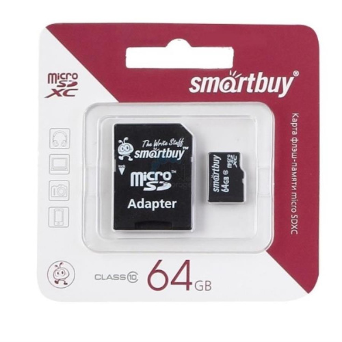 картинка Память Micro SD 64Gb Smart Buy class 10 с адаптером (SB64GBSDCL10-01) от магазина Интерком-НН фото 2