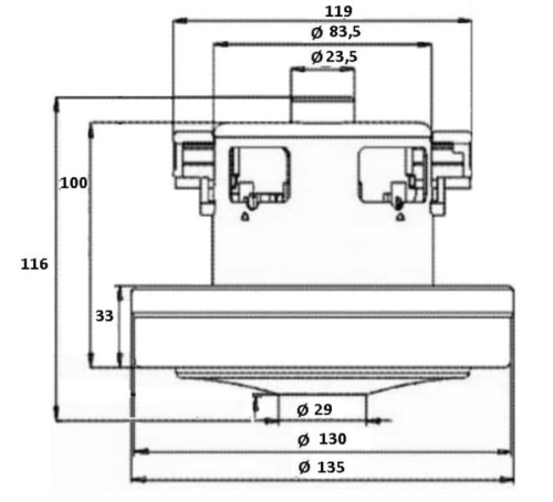 картинка Двигатель VCM-02 (VCM-1200) H=115мм, D=130мм, h=33мм 1200Вт для пылесоса  от магазина Интерком-НН фото 5