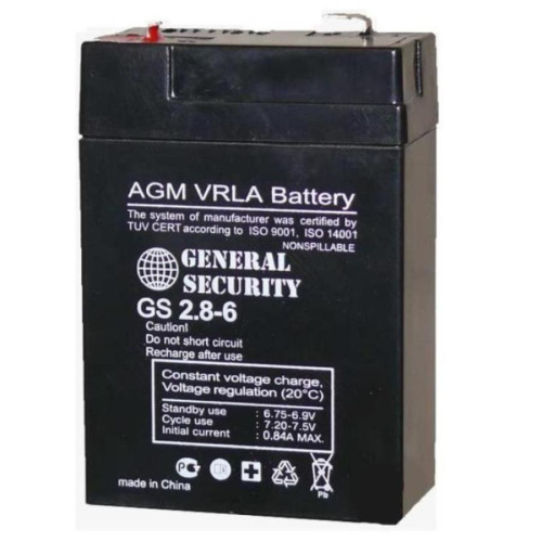 картинка GENERAL SECURITY GS 2,8-6 Аккумулятор  (6В, 2.8Ач) от магазина Интерком-НН
