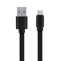 картинка Smartbuy Дата-кабель Smartbuy USB - Type C, плоский, резиновый длина 2.0 м, до 3А, черный iK-3120r-3 от магазина Интерком-НН