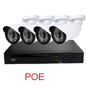 Комплект IP 8-ми кан. видеорегистратора POE и 4-х IP видеокамер POE 