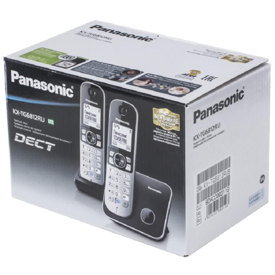 Panasonic KX-TG6812RUB - Беспроводной телефон DECT (радиотелефон) , цвет:  черный