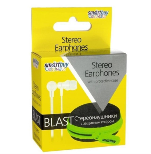 картинка Smartbuy SBE-005 Внутриканальные наушники с защитным кофром на молнии BLAST белые от магазина Интерком-НН