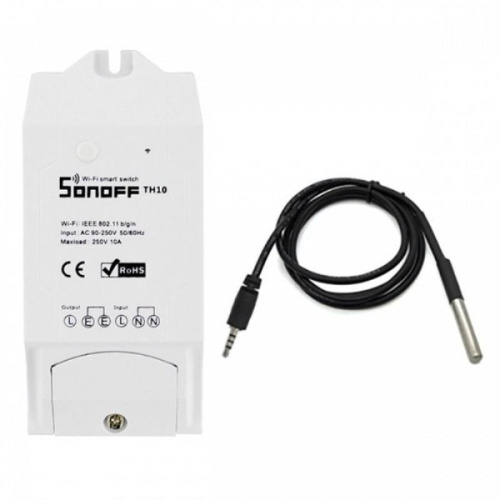 изображение Smart-переключатель с датчиком влажности управление по Wi-Fi Sonoff TH10 магазин Компании Интерком-НН картинка Sonoff TH10 Smart-переключатель с датчиком влажности управление по Wi-Fi от магазина Интерком-НН