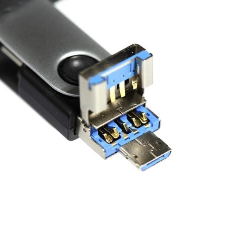 картинка Память USB 16Gb Smart Buy TRIO 3-in-1 серебристо-черный 3.0 (SB16GBTRIO) от магазина Интерком-НН фото 2