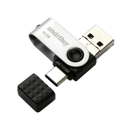 картинка Память USB 16Gb Smart Buy TRIO 3-in-1 серебристо-черный 3.0 (SB16GBTRIO) от магазина Интерком-НН фото 3