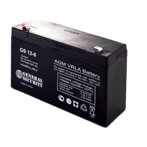 изображение Аккумуляторная батарея GENERAL SECURITY GS 12-6 необслуживаемая 6В, 12А/ч магазин Компании Интерком-НН картинка GENERAL SECURITY GS 12-6 Аккумуляторная батарея необслуживаемая 6В, 12А/ч от магазина Интерком-НН