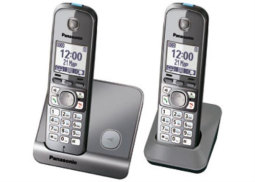 картинка Panasonic KX-TG6712RUM - Беспроводной телефон DECT (радиотелефон) , цвет: серый металлик  от магазина Интерком-НН