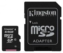 картинка Память MicroSD 64Gb Kingston (с адаптером) class10 от магазина Интерком-НН