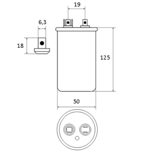 картинка Пусковой конденсатор CBB65A 45мкф, 450В для кондиционера в металлическом корпусе от магазина Интерком-НН фото 2