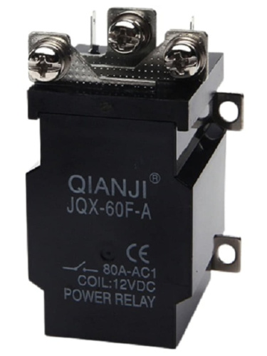 картинка Силовое реле Qianji JQX-60F-A (Xinyu JQX-80A, LJQX-68F/1Z) 12В, контакты 250В 80А от магазина Интерком-НН