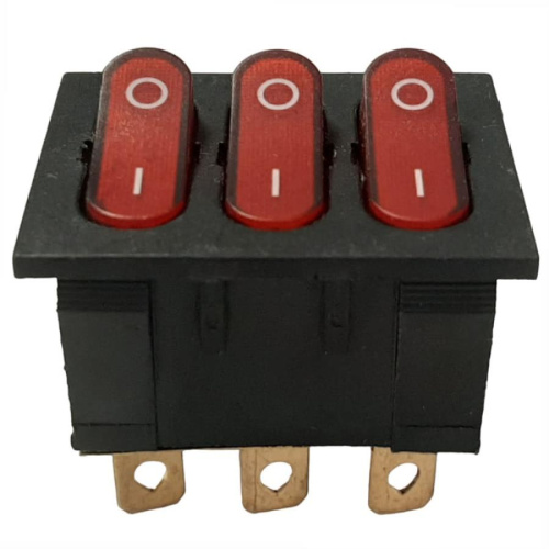 картинка Переключатель клавишный KCD3 (272(2)) красный с подсветкой ON-OFF 15A 250VAC  от магазина Интерком-НН