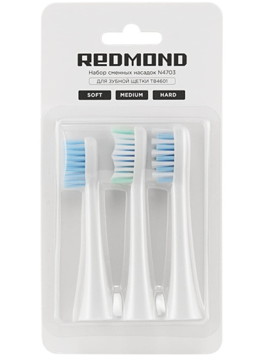 изображение Redmond N4703 набор сменных насадок 3шт (белый) для электрической зубной щетки TB4601 магазин Компании Интерком-НН картинка Redmond N4703 набор сменных насадок 3шт (белый) для электрической зубной щетки TB4601 от магазина Интерком-НН