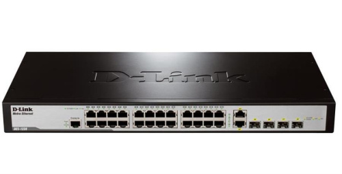 картинка D-Link DES-1228/ME/B1A Коммутатор с 24 портами 10/100Base-TX, 2 портами SPF, 2 комбо-портами  от магазина Интерком-НН