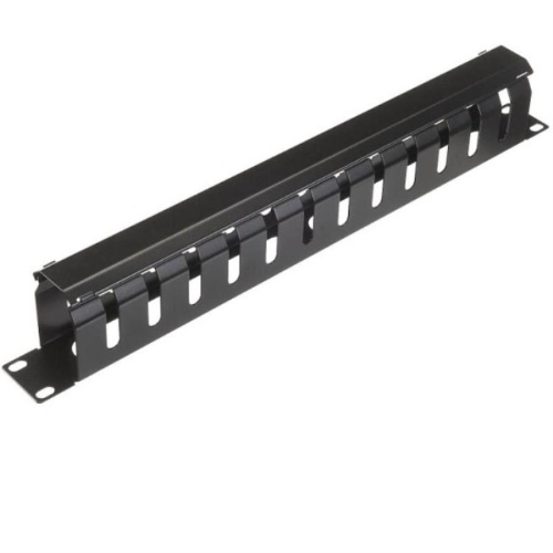 картинка Органайзер кабельный 19", 1U, металлический, с металлической крышкой, металлические кольца, черный  от магазина Интерком-НН фото 2