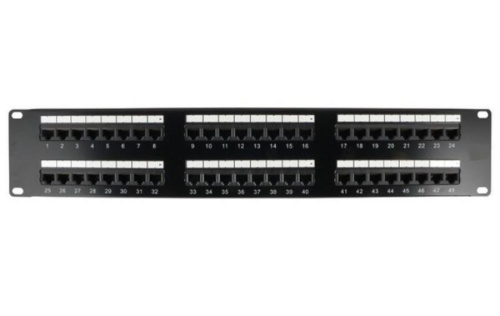 картинка Патч-панель UTP, 19", 48 портов RJ45, cat.5е, 2U, Dual Type, "L" от магазина Интерком-НН