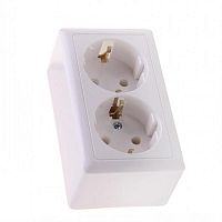 картинка Розетка 2-местная Schneider Electric Хит RA16-238-B О/У с з/к без шторок 16А 250В, белый от магазина Интерком-НН