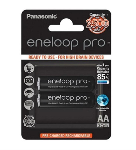 изображение 2 аккумулятора 2500mAh AA BL2 Panasonic eneloop pro BK-3HCDE/2BE магазин Компании Интерком-НН картинка Panasonic eneloop pro BK-3HCDE/2BE Аккумулятор 2500mAh AA BL2 от магазина Интерком-НН