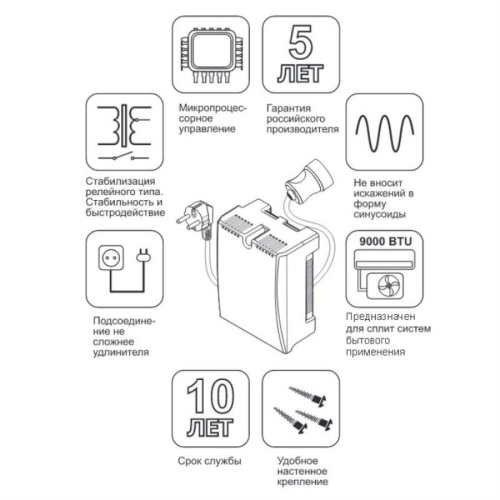 картинка SKAT ST SPLIT-9 Стабилизатор напряжения для кондиционеров  от магазина Интерком-НН фото 2