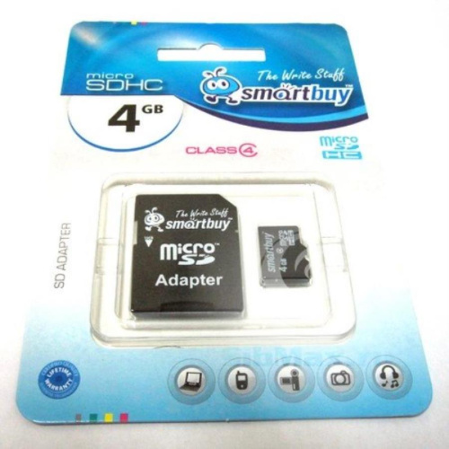 картинка Память Micro SD 4Gb Smart Buy class 4 (SD adapter) от магазина Интерком-НН