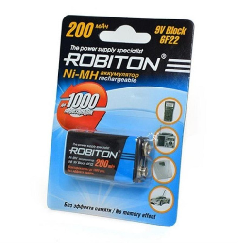 картинка Аккумулятор Robiton 200MH9 6F22 9V 200 mAh тип крона  от магазина Интерком-НН