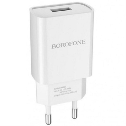 изображение Borofone BA20A сетевое зарядное устройство (без кабеля) с 1 USB выходом 5В, 2100mAh, белый магазин Компании Интерком-НН картинка Borofone BA20A сетевое зарядное устройство (без кабеля) с 1 USB выходом 5В, 2100mAh, белый от магазина Интерком-НН
