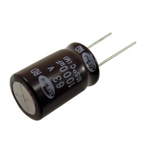 картинка Электролитический конденсатор 1000мкФ 63В 105°С в алюминиевом цилиндрическом корпусе от магазина Интерком-НН