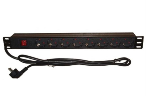 картинка Блок электрических розеток 8 шт. 220V с шнуром питания 19" от магазина Интерком-НН