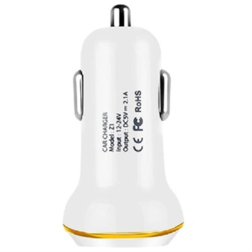 изображение Hoco Z1 автомобильное зарядное устройство с 2 USB выходами (2100mAh), белый для для iPhone 5/6/6Plus/7/7Plus магазин Компании Интерком-НН картинка Hoco Z1 автомобильное зарядное устройство с 2 USB выходами (2100mAh), белый для iPhone 5/6/6Plus/7 от магазина Интерком-НН
