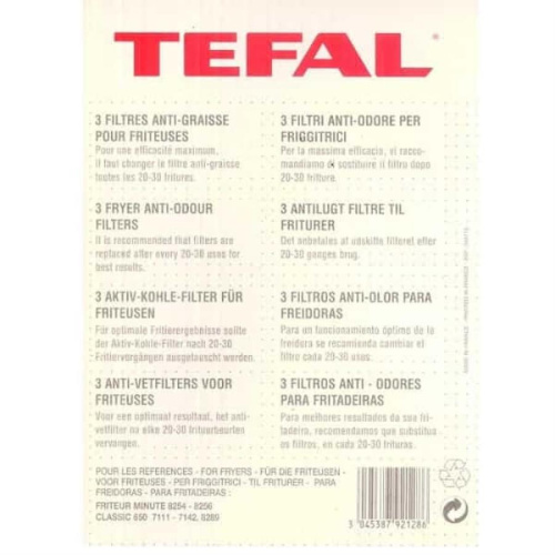 картинка Tefal 792128 Набор фильтров для фритюрницы Tefal Classic 7111-7142, 8289, 8254-8256 от магазина Интерком-НН фото 3