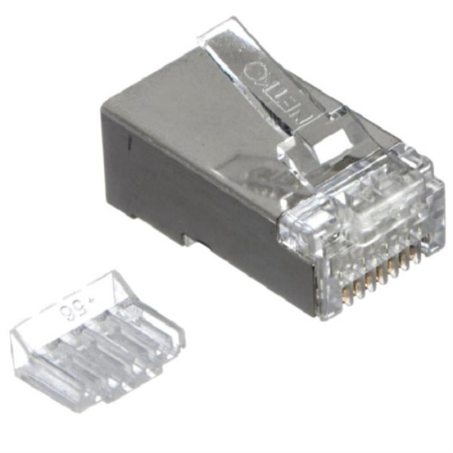 изображение Разъем RJ-45 (8P8C) cat.6 универсальный, экранированный, со вставкой, для одножильного и многожильного кабеля магазин Компании Интерком-НН картинка Разъем RJ-45 (8P8C) cat.6 экранированный, со вставкой, для одножильного и многожильного кабеля от магазина Интерком-НН