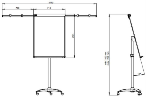 картинка Флипчарт магнитно-маркерный с планками для блокнота и колесиками TF22 2X3 от магазина Интерком-НН фото 2