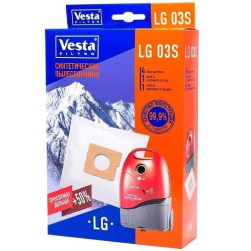 изображение Vesta filter LG03S комплект мешков-пылесборников синтетических (4шт+ 2 фильтра) для пылесоса LG магазин Компании Интерком-НН картинка Vesta filter LG03S комплект мешков-пылесборников синтетических (4шт+ 2 фильтра) для пылесоса LG от магазина Интерком-НН