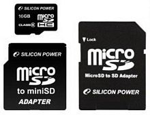 картинка Память Micro SD 16Gb Silicon Power class6 (SD/MiniSD adapter) от магазина Интерком-НН