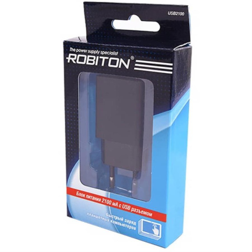 изображение Блок питания с USB выходом Robiton USB2100 черный BL1 магазин Компании Интерком-НН фото 2 картинка Robiton USB2100 Блок питания с USB выходом BL1 черный от магазина Интерком-НН фото 2