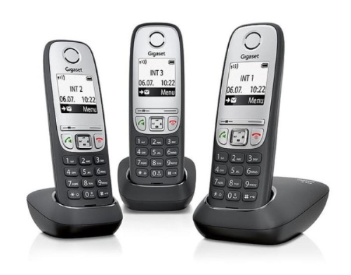 изображение Р/Телефон Dect Gigaset A415 TRIO RUS черный (труб. в компл.:3шт) АОН магазин Компании Интерком-НН картинка Р/Телефон Dect Gigaset A415 TRIO RUS черный (труб. в компл.:3шт) АОН от магазина Интерком-НН