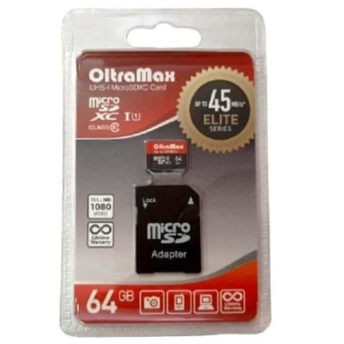изображение Память microSDXC UHS-I 64Gb OltraMax Elite 45Мб/с class10 с адаптером (OM064GSDXC10UHS1EIU1) магазин Компании Интерком-НН картинка Память microSDXC UHS-I 64Gb OltraMax Elite 45Мб/с class10 с адаптером (OM064GSDXC10UHS1EIU1) от магазина Интерком-НН