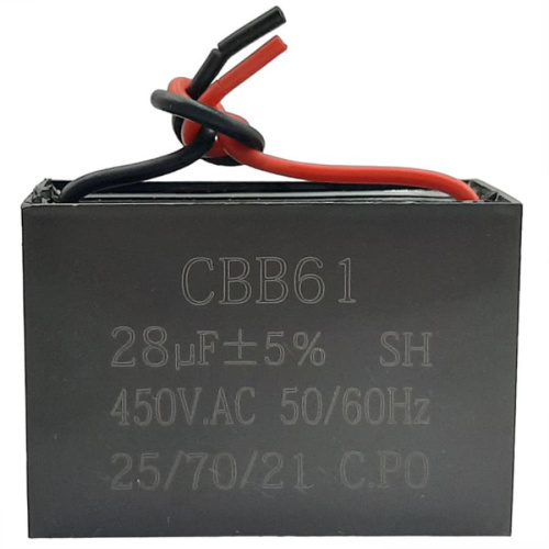 картинка Пусковой конденсатор CBB61 28мкф, 450В гибкие выводы для электродвигателей от магазина Интерком-НН