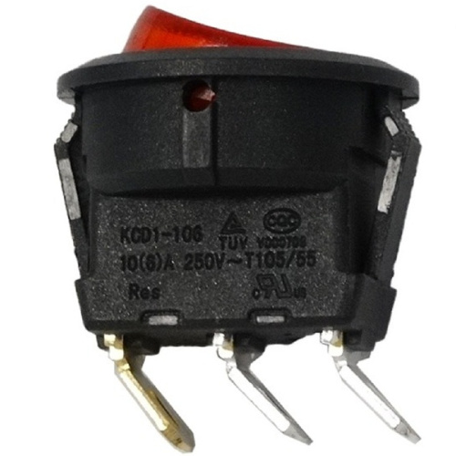 картинка KCD1-106, 6 A, 250 В, Выключатель 3 контакта, красная клавиша от магазина Интерком-НН фото 2
