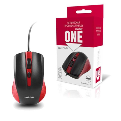 изображение Мышь проводная SmartBuy SBM-352-RK ONE (черно-красная) магазин Компании Интерком-НН картинка SmartBuy SBM-352-RK ONE Мышь проводная (черно-красная) от магазина Интерком-НН