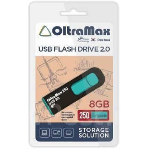 картинка Память USB 8Gb OltraMax 250 бирюзовый (OM8GB250-Turquoise) от магазина Интерком-НН