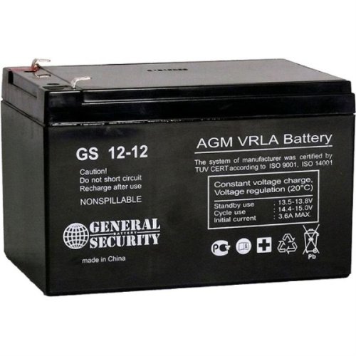 картинка GENERAL SECURITY GS 12-12 Аккумуляторная батарея 12В, 12Ач от магазина Интерком-НН