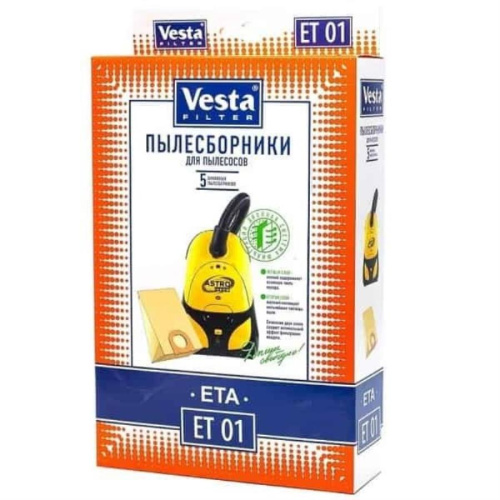 картинка Vesta filter ET01 комплект мешков-пылесборников бумажных (5шт) для пылесоса Eta, Hitachi, Thomas от магазина Интерком-НН