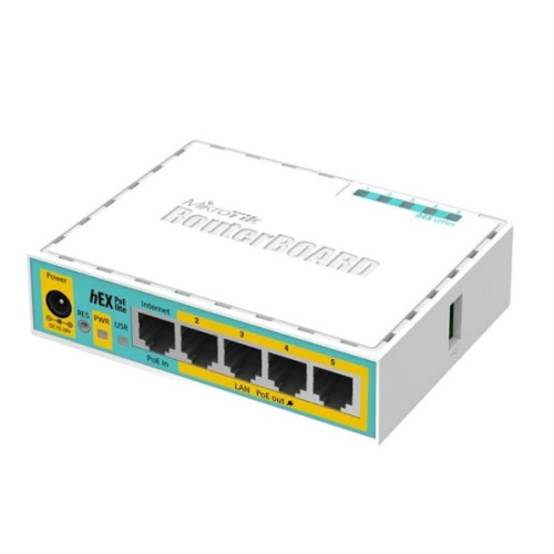 изображение MikroTik Routerboard 750UPr2 hEX PoE Lite, 4 порта 100Мбит/сек. + 1 порт WAN 100Мбит/сек. + 1 USB 2.0 магазин Компании Интерком-НН картинка MikroTik RB750UPr2, Routerboard hEX PoE Lite, 5-ти портовый маршрутизатор + 1 USB 2.0 от магазина Интерком-НН
