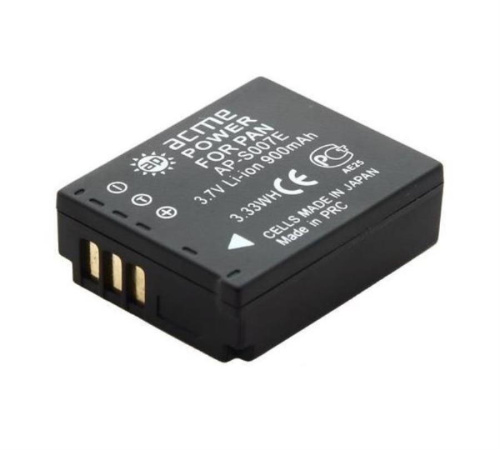 изображение Аккумулятор Li-ion, 3.7 V, 900 mAh AcmePower CGA-S007 для фотокамер Panasonic S007E магазин Компании Интерком-НН картинка AcmePower AP-S007E Аккумулятор Li-ion, 3.7 V, 900 mAh для фотокамер Panasonic от магазина Интерком-НН