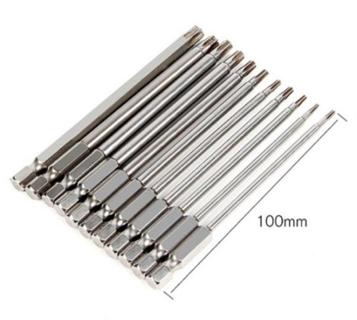 картинка Набор магнитных бит Torx 100мм, 1/4" 11шт T6, T7, T8, T9, T10, T15, T20, T25, T27, T30, T40 от магазина Интерком-НН фото 2